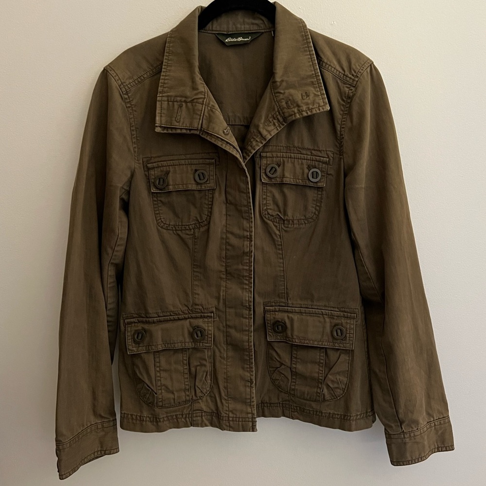 Eddie Bauer Olive Green Canvas Jacket Size S